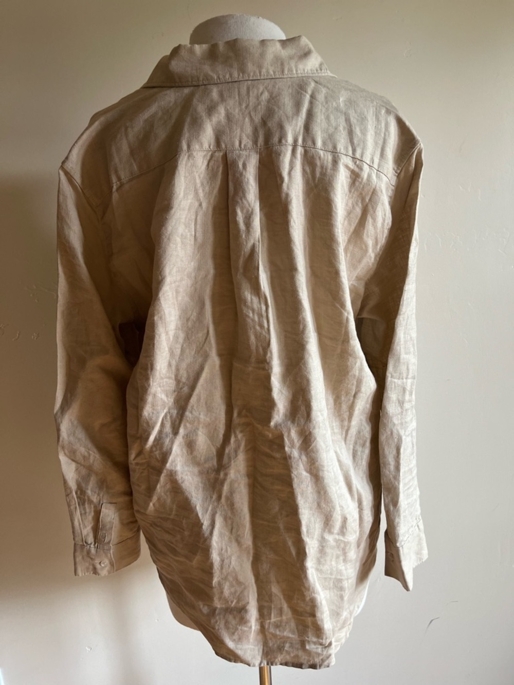 Quince 100% Ethically Sourced Natural European Linen Long Sleeve Top Driftwood - Picture 5 of 12